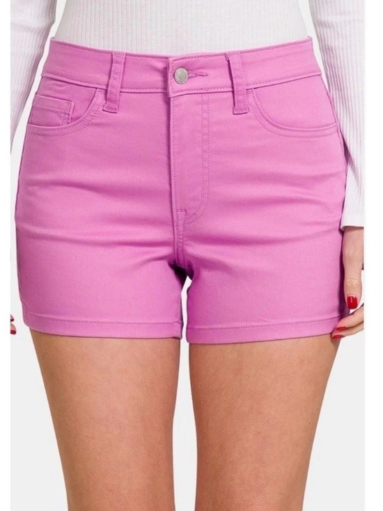 Zenana Outfitters Pants - Pink Purple Stretch Jean Shorts